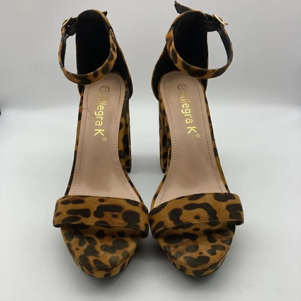 Allegra K Leopard Print Platform Sandals Size 7,5